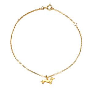 Yellow Gold Plated Dachshund Dinky Charm Bracelet