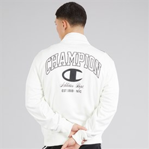 Champion Mens State Of Play Varsity Logo Back Graphic Track Top White/Black
