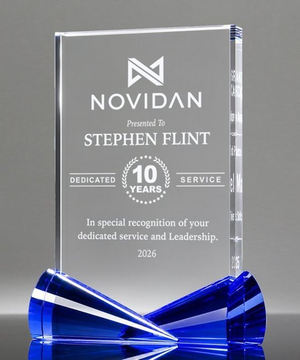 Blue Ribbon Crystal Rectangle Award