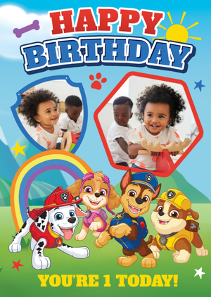 PAW Patrol Happy Birthday You're 1 Today Photo Upload Card