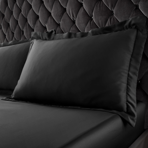 Catherine Lansfield Silky Soft Satin Pair of Oxford Pillowcases Black