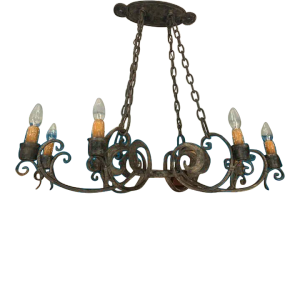 18th Century Hand-Forged & Hammered French Iron Chandelier