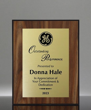 Black-Edge Walnut Value Plaque With Gold Plate