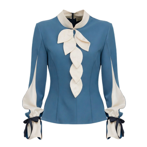 Elegant Fitted Blouse – Pale Blue (L)