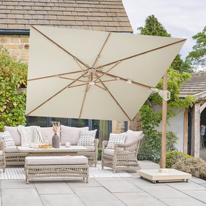 Platinum Challenger Premium Champagne and Teak 3.5m x 2.6m Rectangular Parasol