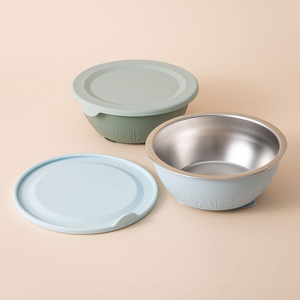 Ocean Mist/Sage Stainless Steel Silicone Suction Bowl - 13 oz