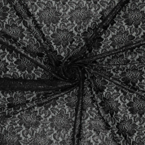 Tissu dentelle métallisée Lisa - Noir