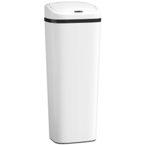 HOMCOM Cubo de Basura Cocina Automático 50 L Estrecha de Acero Inoxidable con Sensor Infrarrojo Modo Manual Antihuellas Blanco