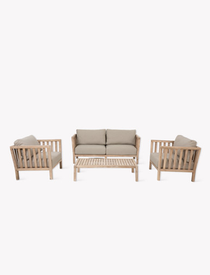 Porthallow 2 Seater Sofa Set - Acacia Wood, Natural