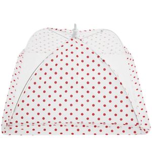 Tala Gingham Food Cover 30.5cm – Vintage Red and White Foldable Mesh Protector for Picnics and Outdoor Dining