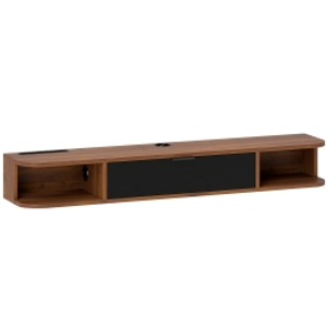HOMCOM Mueble para TV hasta 50\" Suspendido con Cajón, 2 Estantes Abiertos y Orificio para Cables, 120x24x16 cm, Nogal