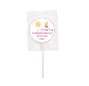 Personalised Communion Girl Blonde Lollipops (15 Pack)