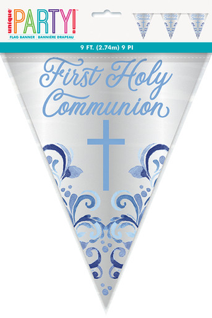 Elegant Blue Cross Communion Flag Banner
