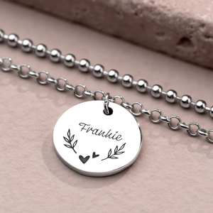 Signature Silver Leaves & Hearts Double Chain Disc Bracelet