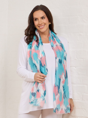 Art Brush Print Scarf - Mint