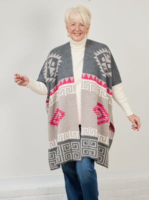 Beth Knitted Poncho - Multi