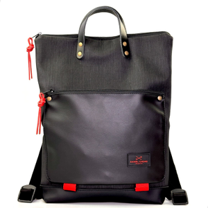 Waterproof Iconic Book Holder Backpack With Double Zipper - Black/Red