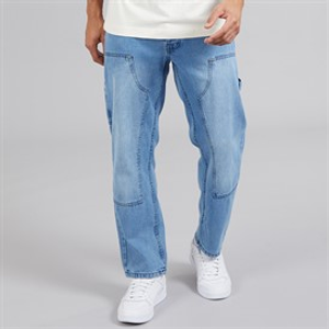 Brave Soul Mens Joiner Carpenter Loose Fit Jeans Light Blue