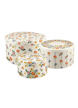 Poppies & Pinks Set Of 3 Round Cake Tins