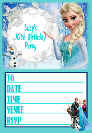 Personalised Disney Frozen Party Invitations