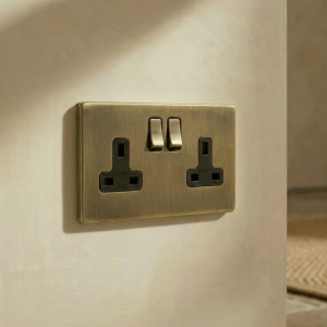 Lyss Collection Double Switched 13A Socket - Antique Brass