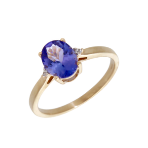 Pre-Owned 9ct Gold Tanzanite & Diamond Solitaire Dress Ring
