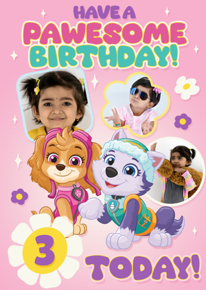 PAW Patrol Pawsome 3rd Birthday Photo Upload Card