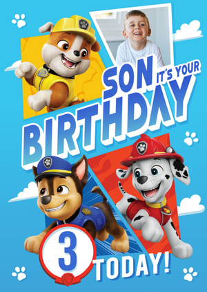 PAW Patrol Son It’s Your Birthday 3 Today Photo Upload Card