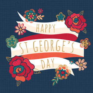 Illustrated Floral Banner St George's Day Card