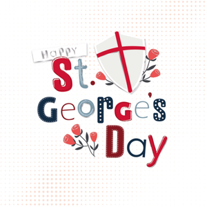 Illustrated Red Rose And Shield St Georges Day Card