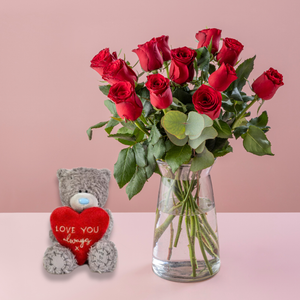 Premium Red Roses & Love You Always Tatty Teddy