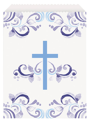Elegant Blue Cross Treat Bags