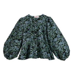 Clementine Blossom Jacquard Peplum Blouse (S)