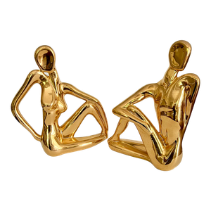 Vintage Figural Nude Sculptures Gold Plated - a Pair