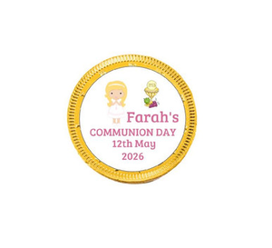 Personalised Communion Girl Blonde Chocolate Coins (15 Pack)