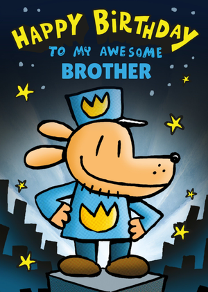 Dog Man Cartoon Illustrated Awesome Brother Birthday Card