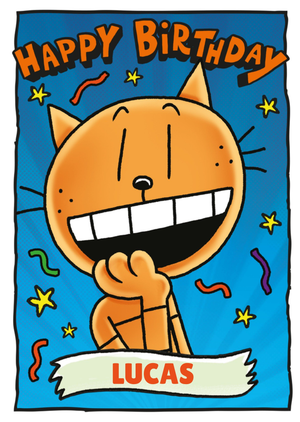Dog Man Petey The Cat Cartoon Illustrated Birthday Card