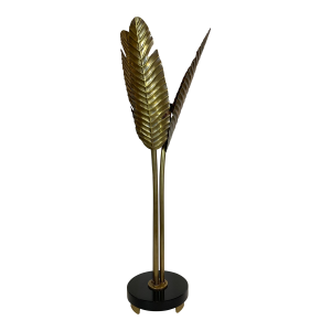 Currey & Co. Modern Brass Palm Leaf Torchiere Table Lamp Prototype