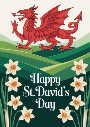 Happy St David’s Day Daffodils Illustrated Card