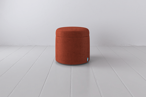 Storage 03 - Small Round Storage Ottoman - Velvet Brick
