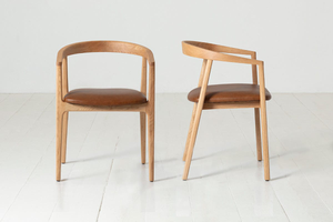 Dining Chair 01 in Oak, Qty 2 - Real Leather Maple