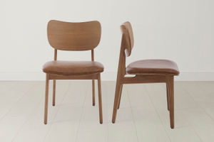 Dining Chair 02 in Oak, Qty 2 - Real Leather Maple