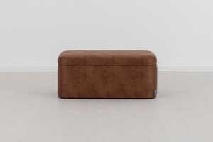 Storage 02 - Large Rectangular Storage Ottoman - Faux Leather Chestnut