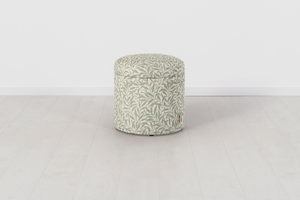 Storage 03 - Small Round Storage Ottoman - Linen - Morris & Co Pure Willow Boughs - Herball
