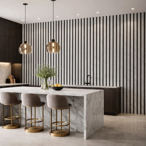 Premium Thick Slat Large Wall Panel 280cm x 60cm (Grey Marble - 35mm thickness)