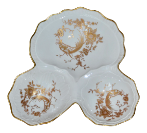 Limoges France Gilded Bird of Paradise Parted Tray