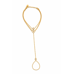 Gold And Crystal Hand Chain Bracelet (one size)