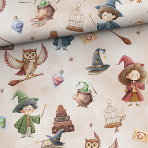 Tissu sweat - Sorciers et hiboux