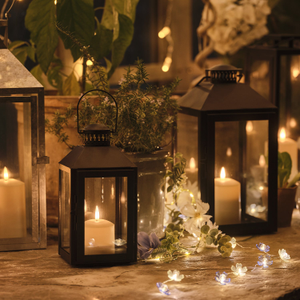 2er Set Metall-Laternen mit TruGlow® LED-Kerzen, Fernbedienung & Timer