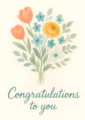 Flowers Illustrated Congratulations To You Card